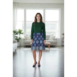 NWT Collette Mali Brushed Knit Pull-on Skirt | Medium | Navy Blue